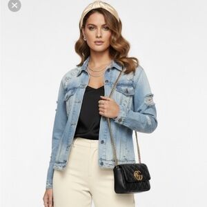 Fashion Nova Ombre Blue Distressed Jeans Jacket